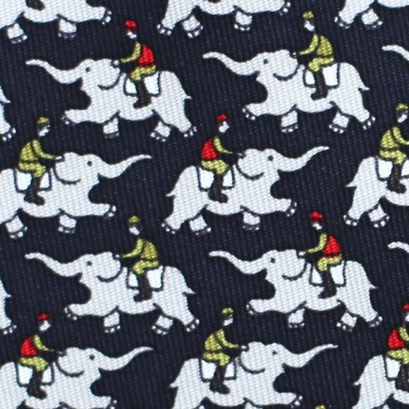 Hermes Other - 100% REAL HERMES TIE ~ BLACK w FUN GRAY RED & GREEN INDIAN ELEPHANT JOCKEYS XL